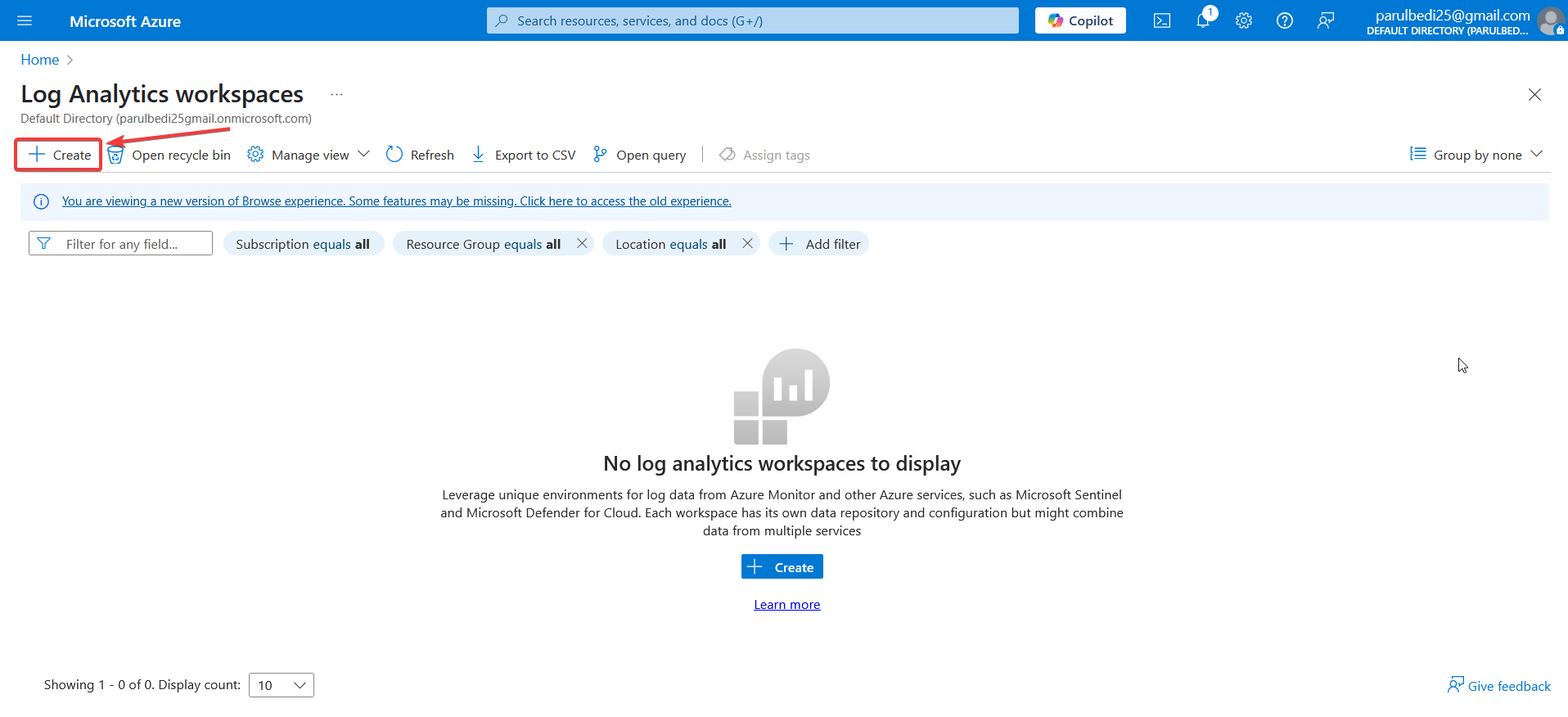 Create Log Analytics Workspace