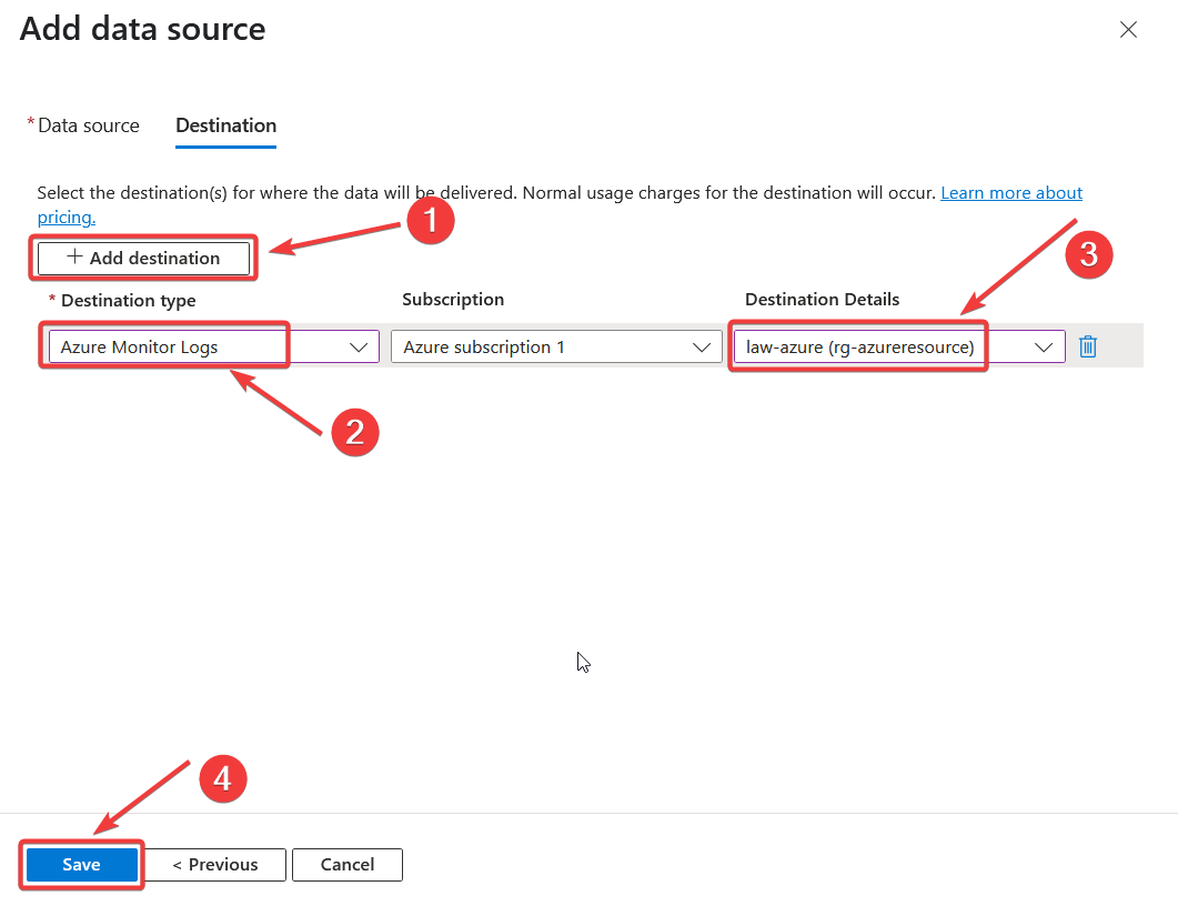 Configure the Log Destination